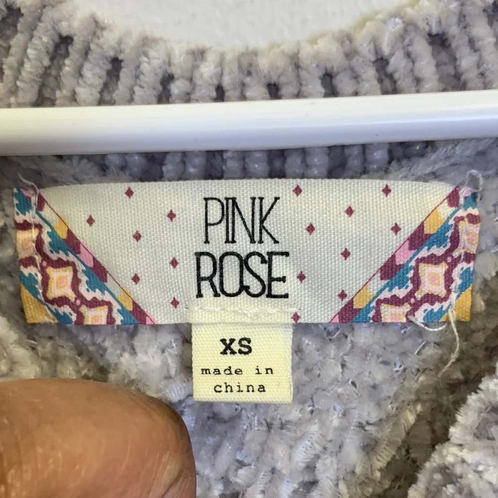 Pink Rose Light Gray Cable Knit Sweater